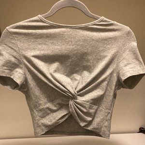 Gray twist front crop top
